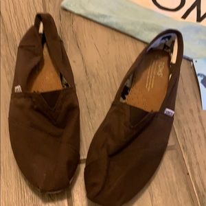 Brown canvas TOMS. Only worn indoors.